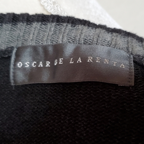 Oscar de la Renta Charcoal Gray Corded Cotton Blend Knit Long Sleeve Sweater XXL - Picture 12 of 13